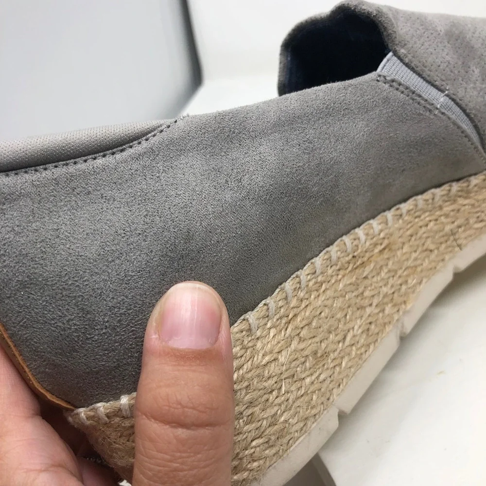 Dr. Scholls Frankley Wedge Sneaker Womens 9.5 Grey Perforated Espadrille Slip On